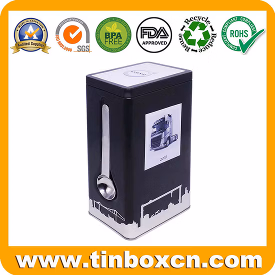 넘치는 외관 완벽한 뚜껑을 가진 직사각형 금속 초콜렛 차 커피 주석 상자